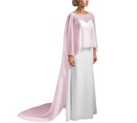 Chales con borlas para bodas, Mujer gasa boda capa chal abrigo multicolor varios tamaños(Pink,Back length 1.5m)