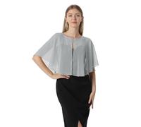 Chales y capelets suaves de gasa para vestido de noche, boda, capa de chal, accesorios para mujer estilo años 20, Plata Gris, Talla única