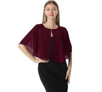 Chales y capelets suaves de gasa para vestido de noche, boda, capa de chal, accesorios para mujer estilo años 20, Borgoña, Talla única