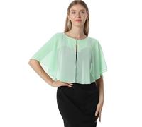 Chales y capelets suaves de gasa para vestido de noche, boda, capa de chal, accesorios para mujer estilo años 20, Verde (Mint Green), Talla única