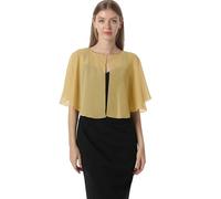 Chales y capelets suaves de gasa para vestido de noche, boda, capa de chal, accesorios para mujer estilo años 20, Oro, Talla única