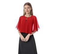 Chales y capelets suaves de gasa para vestido de noche, boda, capa de chal, accesorios para mujer estilo años 20, Rojo -, Talla única