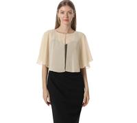 Chales y capelets suaves de gasa para vestido de noche, boda, capa de chal, accesorios para mujer estilo años 20, Champán, Talla única
