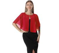 Chales y capelets suaves de gasa para vestido de noche, boda, capa de chal, accesorios para mujer estilo años 20, Rojo -, Talla única