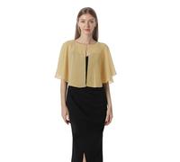 Chales y capelets suaves de gasa para vestido de noche, boda, capa de chal, accesorios para mujer estilo años 20, Oro, Talla única