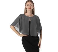 Chales y capelets suaves de gasa para vestido de noche, boda, capa de chal, accesorios para mujer estilo años 20, Gris-oscuro, Talla única