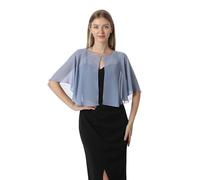 Chales y capelets suaves de gasa para vestido de noche, boda, capa de chal, accesorios para mujer estilo años 20, Azul (Dusty Blue), Talla única