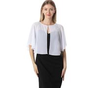 Chales y capelets suaves de gasa para vestido de noche, boda, capa de chal, accesorios para mujer estilo años 20, Blanco, Talla única