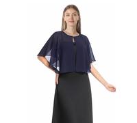 Chales y capelets suaves de gasa para vestido de noche, boda, capa de chal, accesorios para mujer estilo años 20, marino, Talla única