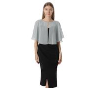 Chales y capelets suaves de gasa para vestido de noche, boda, capa de chal, accesorios para mujer estilo años 20, Plata Gris, Talla única