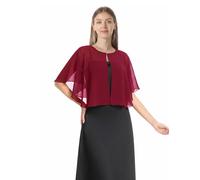 Chales y capelets suaves de gasa para vestido de noche, boda, capa de chal, accesorios para mujer estilo años 20, Rojo vino, Talla única