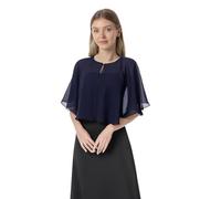 Chales y capelets suaves de gasa para vestido de noche, boda, capa de chal, accesorios para mujer estilo años 20, marino, Talla única