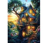 Chalet Bruja Bosque Rompecabezas 500 Piezas Cartón para Toda La Familia Animales y Plantas Juego Compartir Estimulación Cognitiva Regalo Fin De Año Mejor Valorado 500 PCS