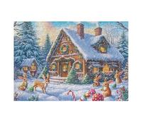 Chalet de Navidad Nieve Invierno Rompecabezas 300 Piezas Cartón para Niños Mayores 14 Años Noches De Cita Antiestrés Pack Completo Detalle Único Original 300 PCS/40x28cm