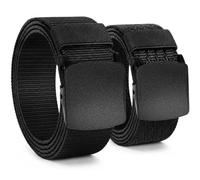 Chalier 2 Piezas de Cinturon Hombre, Cinturon Infinitamente de Nylong Forma Flor Ajustable con Hebilla Hombre y Mujer (Negro y Negro)