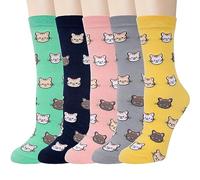 Chalier Cozy Calcetines Animales 5 Pares Calcetines Algodón Suaves Calcetines Gato Perro para Mujer, Regalos de Cumpleaños para Amantes de los Animales, Talla Única (Multicolor 1)