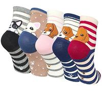 Chalier Cozy Calcetines Animales 5 Pares Calcetines Algodón Suaves Calcetines Gato Perro para Mujer, Regalos de Cumpleaños para Amantes de los Animales, Talla Única, Gris