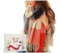 Chalier Fashion Bufanda Invierno Mujer Embalaje en Caja de Regalo Bufanda a Cuadros Manta de Gran Tamaño Chal Cachemira Cálido para Mujer Regalo Secreto Navidad
