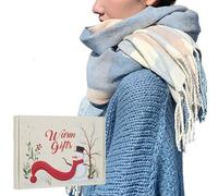 Chalier Fashion Caja de regalo de invierno para mujer, bufanda, chal de gran tamaño, bufanda a cuadros, regalo para mujer, azul, 200*60 cm