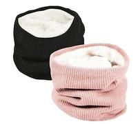 Chalier Fashion Calentador de Cuello de Invierno Unisex con Forro Térmico Bufanda de Punto Infinito Para Hombre y Mujer (Paquete de 2)