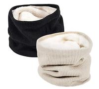 Chalier Fashion Calentador de Cuello de Invierno Unisex con Forro Térmico Bufanda de Punto Infinito Para Hombre y Mujer (Paquete de 2)