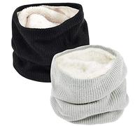 Chalier Fashion Calentador de Cuello de Invierno Unisex con Forro Térmico Bufanda de Punto Infinito Para Hombre y Mujer (Paquete de 2)