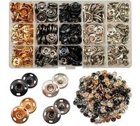 ChaliGoo 150 Juego de Botones a Presión para Coser, 15 mm 4 Colores Kit de Botones de Presion de Metal, Corchetes de Presion para Coser Ropa (15 mm)