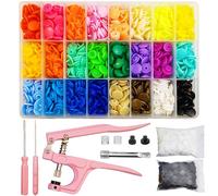 ChaliGoo 460 Sets Botones de Presión Plástico con Alicates - T5 12mm 24 Colores Corchetes de Presión para Coser, Ropa, Manualidades