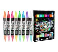 Chalk Markers - Dual-Ended Erasable Whiteboard Writing Supplies, Smudge-Proof Chalk Pens for Teachers, Students, Artists with Smooth Ink Function for Classroom, Office, Home, Event Planners, Wedding