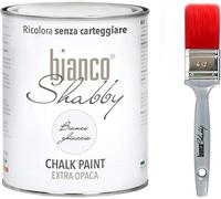 Chalk Paint blanco hielo y pincel - Pintura Shabby Chic Vintage extra opaca (1 litro) + Pincel profesional (40 mm)