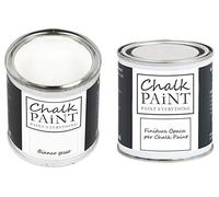 CHALK PAINT Kit Pintura a la Bianco Gesso + Acabado Transparente Toda Superficie - 250ml Chalk Paint Mate + 250ml Acabado para Muebles de Madera & Paredes - Interior & Exterior