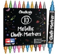Chalkola 10 rotuladores metálicos de doble punta - 1 mm y 5 mm