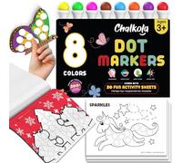 Chalkola 8 rotuladores de punto lavables para niños pequeños - rotuladores de punto de pintura no tóxicos, sellos de bingo, marcadores de punto para niños con libro de actividades gratuito de 20