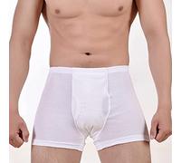 CHALKSEA 2PCS Calzoncillos De Incontinencia para Hombres - Pañales Reutilizables para Adultos Calzoncillos De Tela para Pacientes De Edad Avanzada, Pañales Lavables A Prueba De Fugas,Blanco,XL