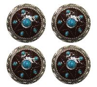 Challenger 1-1/2"""" Set of 4 Brown Engraved Tack Belt Bag Jewelry Decorative Conchos CO59