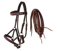 Challenger Caballo Western Brown Cuero Moldeado Bitless Acolchado Sidepull Bridle Riendas 77RS17BR