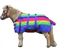 CHALLENGER Manta de invierno en miniatura de 54 pulgadas, 1200D, diseño de burro, pony, potro, arco iris, 51968B