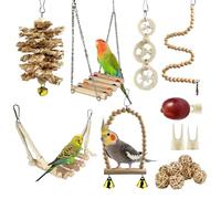 CHALVIOR Giocattoli per pappagalli per uccelli, 18 pezzi accessori per gabbia per uccelli, Altalena, Amaca, Campanelli, Giochi da Masticar, per Pappagallini, Canarino, Ara Piccoli Taglia
