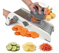 CHALVIOR Multifuncional Regulable Acero Inox Mandolina de Cocina Profesional, Cortador Patatas y Verduras Manual con Protector de Dedos, Fácil de Limpiar,para Patatas, Pepinos, Zanahorias