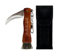 CHALVIOR Navaja Setas con Cepillo de Setas, Cuchillo para setas de acero inoxidable de, Cómodo cuchillo plegable para hongos, Adecuado para acampar al aire libre y recoger setas.