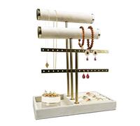CHALVIOR Organizador de Joyas con 4 Niveles, Expositor de Joyas, Soporte de Joyería, Bandeja de Terciopelo, Pulseras, Barra en T Extraíble, para Pulsera, Pendientes, Collar, Relojes, Anillos