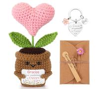 Chalyna Set de Regalos de Agradecimiento para Maestro Incluye Corazón Ganchillo Positivo, Llavero con Frases de Gracias por Ayudarme a Crecer, Tarjeta de Felicitación para Graduación Cumpleaños