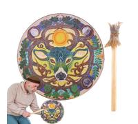 Chamán tambores de mano para adultos, tambor chamán - tambor de bufanda de | 9 pulgadas con diseño de - Healer shaman instrumental, tambor de bufanda para música espiritual, adornado con un