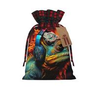 Chameleon listen music print Christmas Drawstring Gift Bags Gift Pouch Candy Pouch Fun Wedding Bags 30 x 21 cm