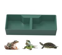 Chameleon Pet Bowl - Heavy Duty, Integrated Divider Wall, Secure Feeding Plate Tool, Anti Escape Rim Frame | Emerald Green Reptile Supplies, Durable Easy Clean Feeding Tool for Habitat Decor