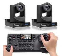 Chameye Cámara PTZ NDI con zoom óptico de 20x AI Auto Tracking PTZ Kits de cámara + controlador de cámara PTZ para eventos educativos de adoración de iglesia, C720Nx2+E300 (K220N)