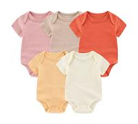 Chamie Body de algodón de manga corta para recién nacido, paquete de 5 unidades, traje de una pieza para niños y niñas de 0 a 12 meses, Color6, 9-12 Months