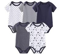 Chamie Body de manga corta para bebé recién nacido, pantalones de algodón puro, adecuados para niños y niñas de 0 a 12 meses, Negro, 9 mes