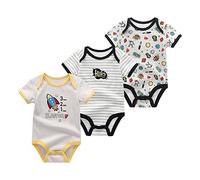 Chamie Body de manga corta para bebé, traje de una sola pieza para recién nacido, chaleco para bebés niños y niñas de 0 a 12 meses, paquete de 3, Color 4, 9-12 Months