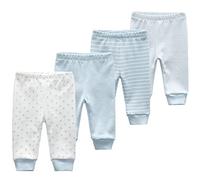 Chamie - Leggins unisex para bebé, pantalones de algodón multicolor para recién nacidos, niños y niñas, pack de 4, 0-12 meses…, azul, 0-3 Months